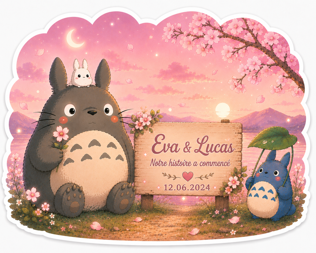 Autocollant Rêveur Rose avec Eva et Personnages Mignons