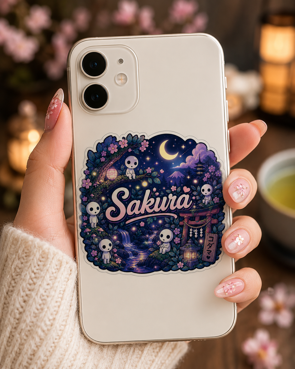 Autocollant Personnalisé Amélie Nuit Sakura et Kodama