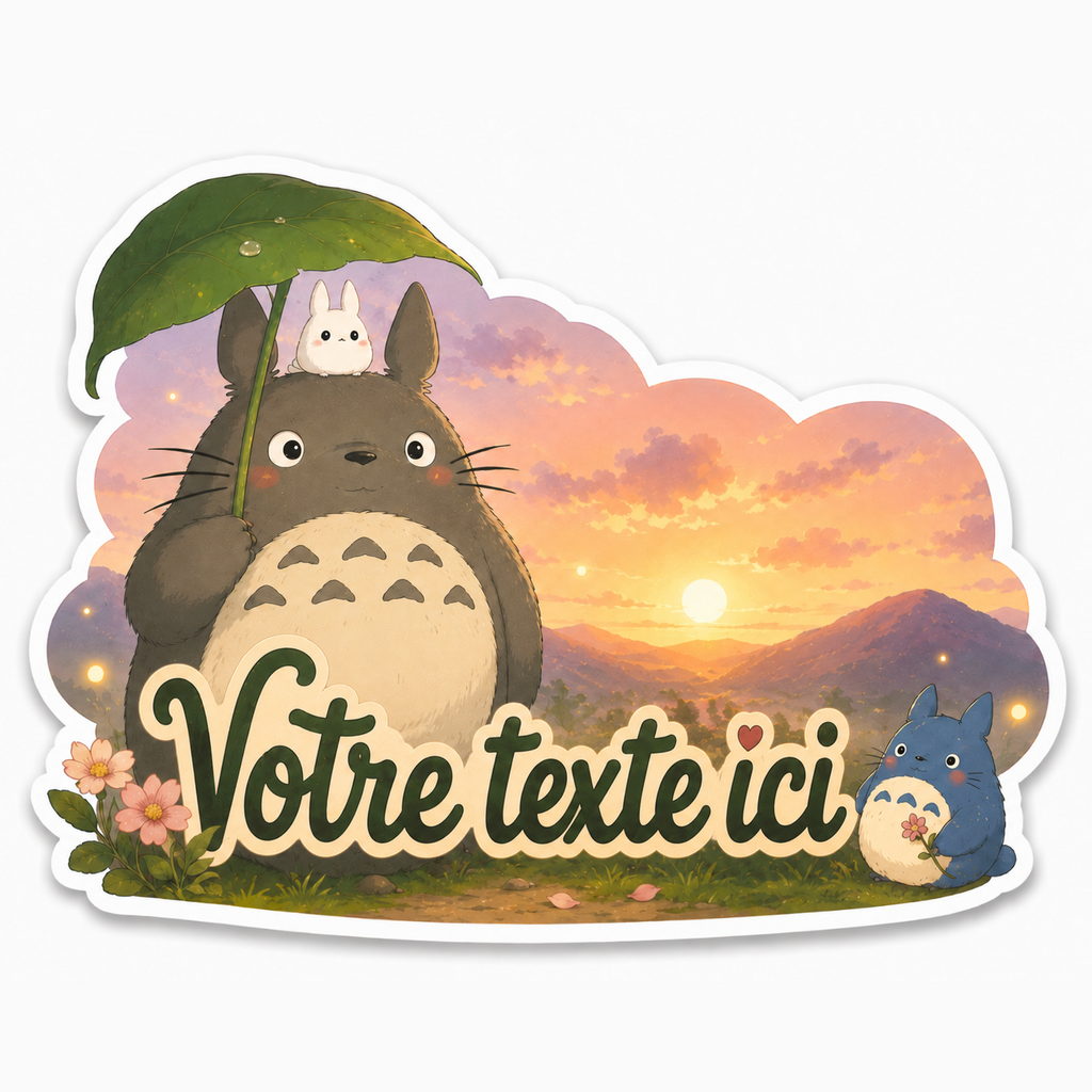 Autocollant Totoro et Amis Coucher de Soleil Personnalisé
