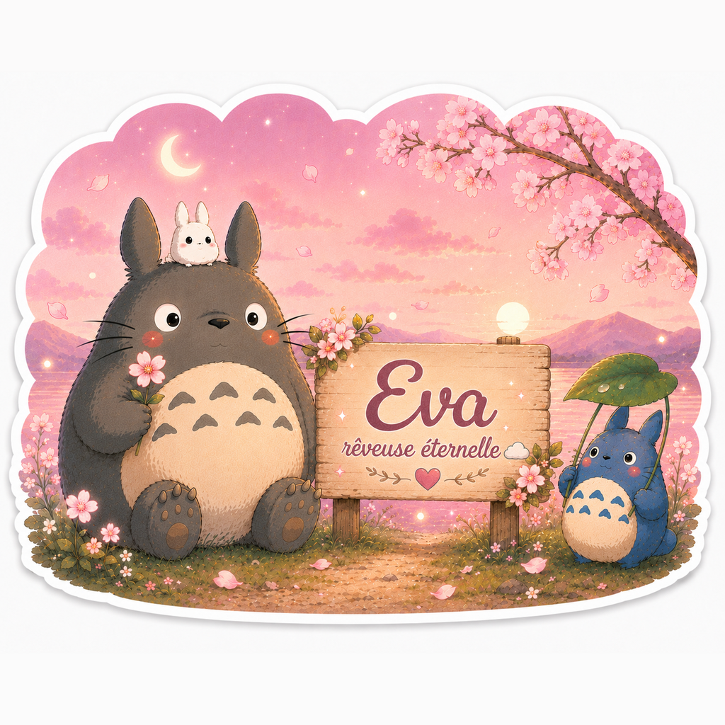 Autocollant Rêveur Rose avec Eva et Personnages Mignons