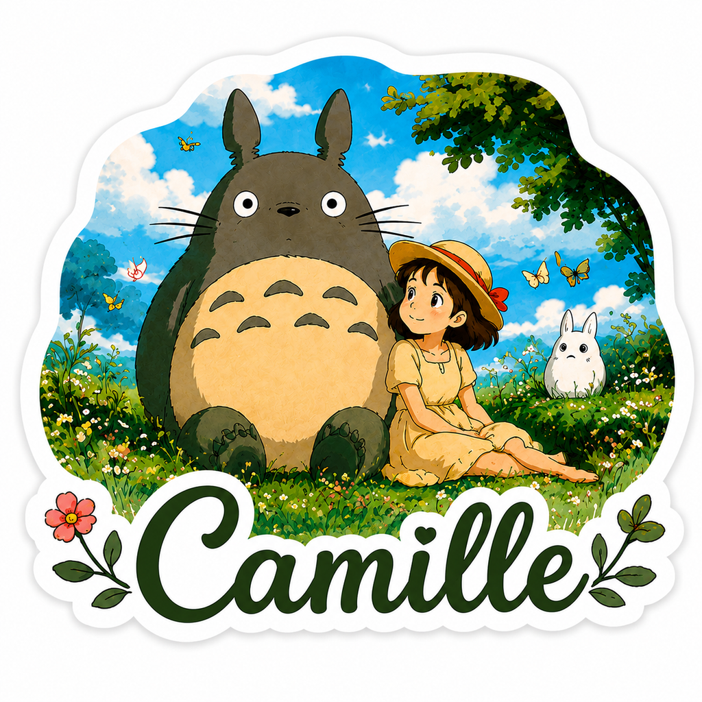 Sticker Prénom Totoro Kawaii Personnalisé