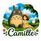 Sticker Prénom Totoro Kawaii Personnalisé