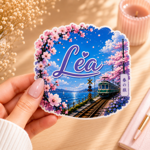 Autocollant Léa Paysage Japonais Train et Sakura