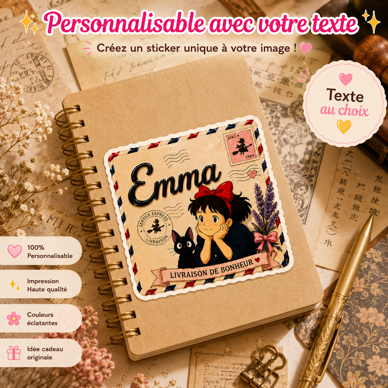 Autocollant Kiki la Petite Sorcière Enveloppe de Bonheur