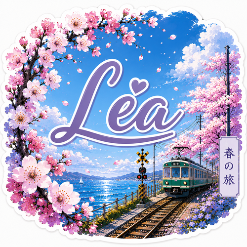 Autocollant Léa Paysage Japonais Train et Sakura