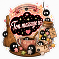 Autocollant Ghibli Soot Sprites Ton Message Ici