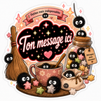 Autocollant Ghibli Soot Sprites Ton Message Ici