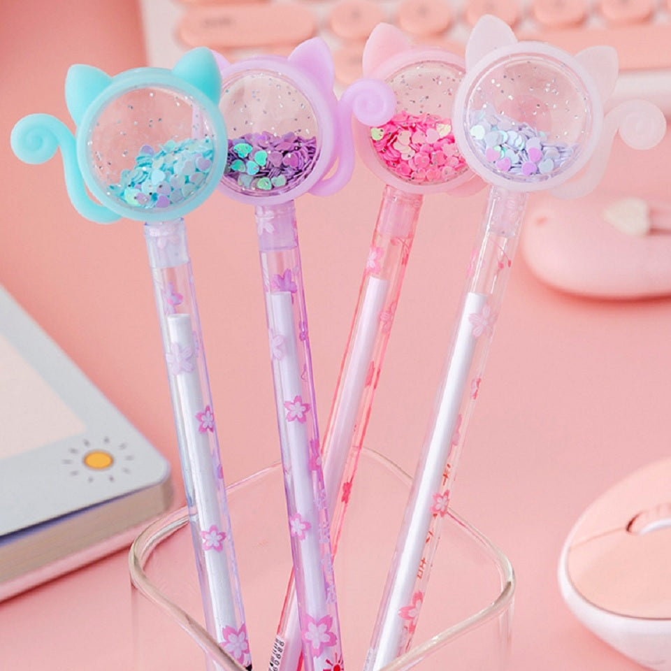 Stylo Chat à Paillettes Sakura