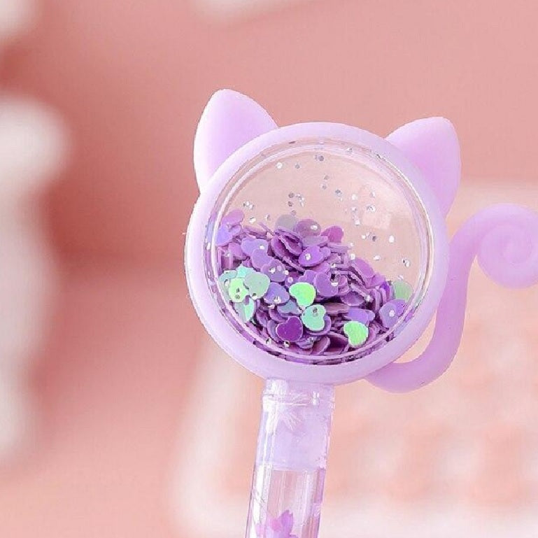 Stylo Chat à Paillettes Sakura