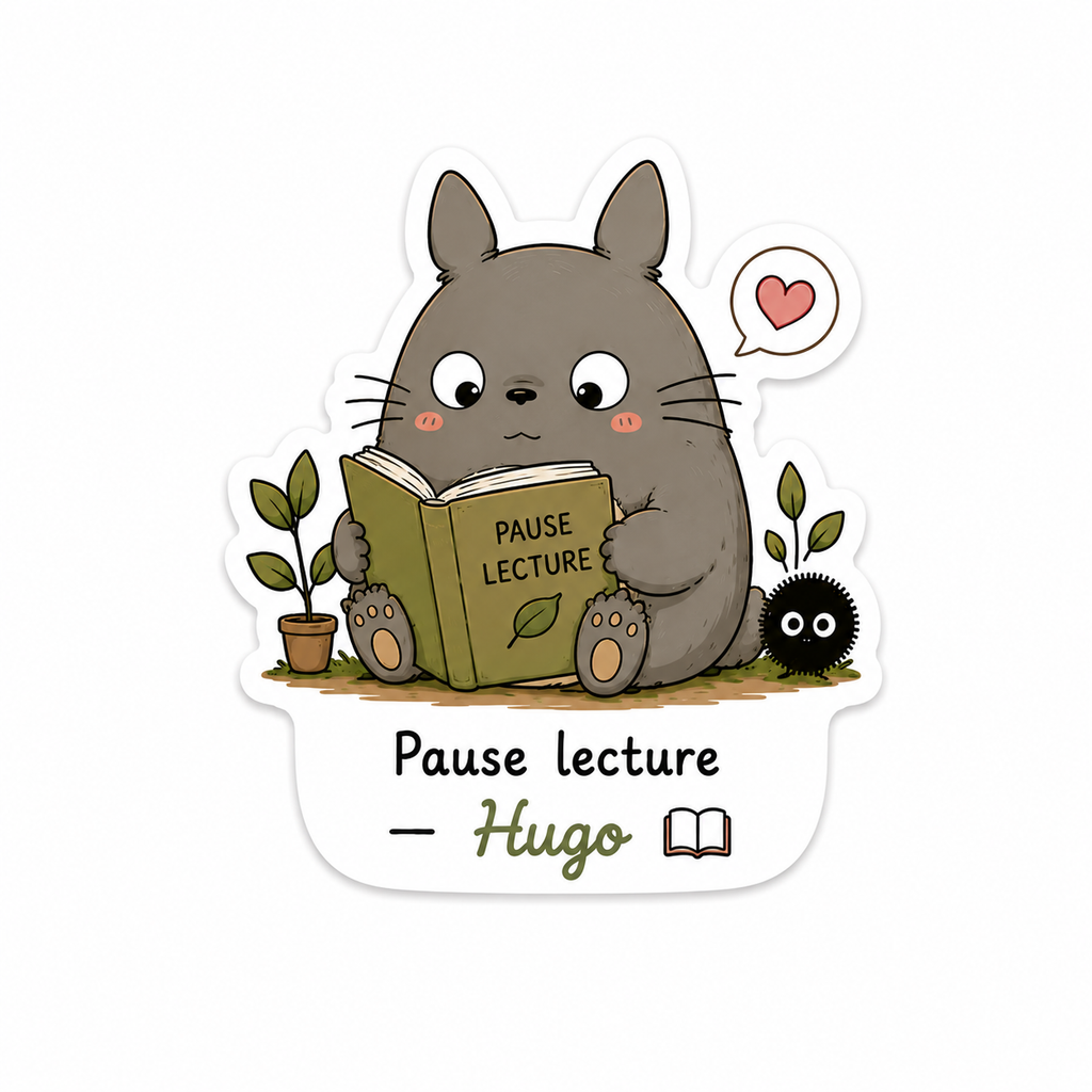 Sticker Mood Totoro Pause lecture – décoration kawaii personnalisable