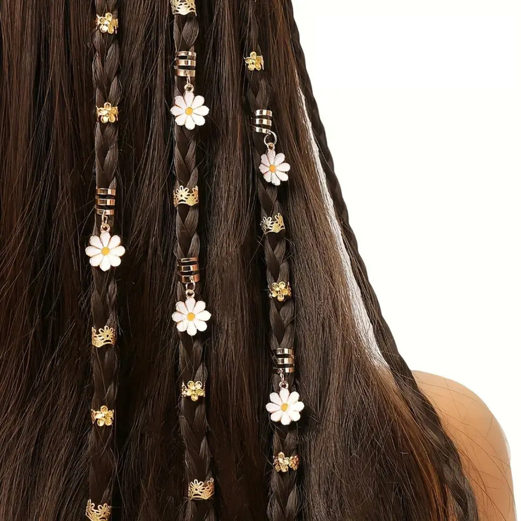 Anneaux de Cheveux dorés aux Fleurs