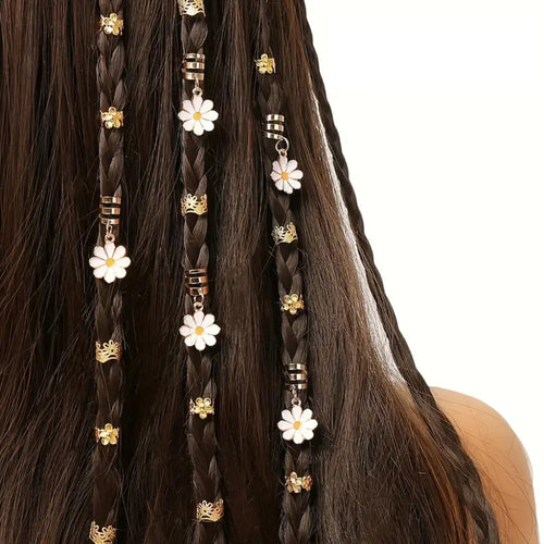 Anneaux de Cheveux dorés aux Fleurs