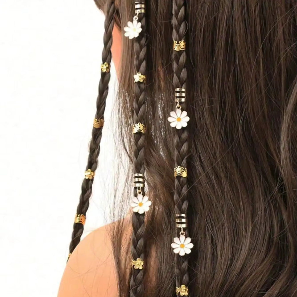 Anneaux de Cheveux dorés aux Fleurs
