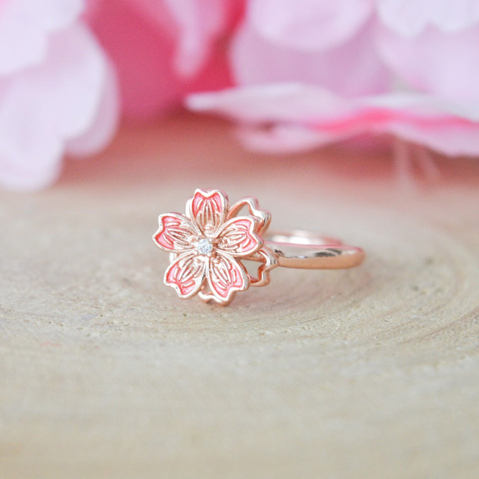 Bague Rotative en Fleur de Sakura