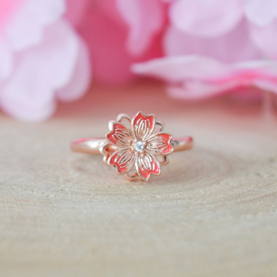 Bague Rotative en Fleur de Sakura