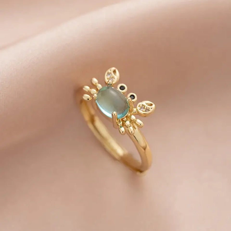 Bague en Forme de Crabe Bleu.