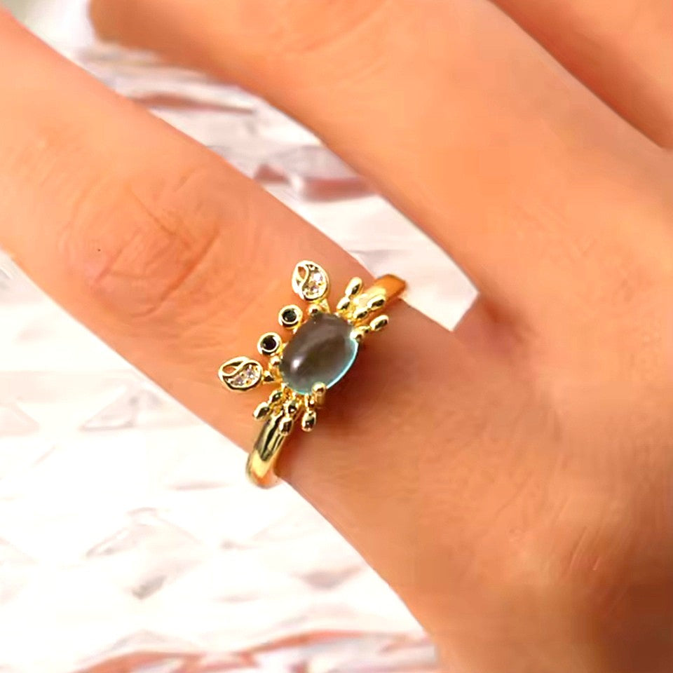 Bague en Forme de Crabe Bleu.