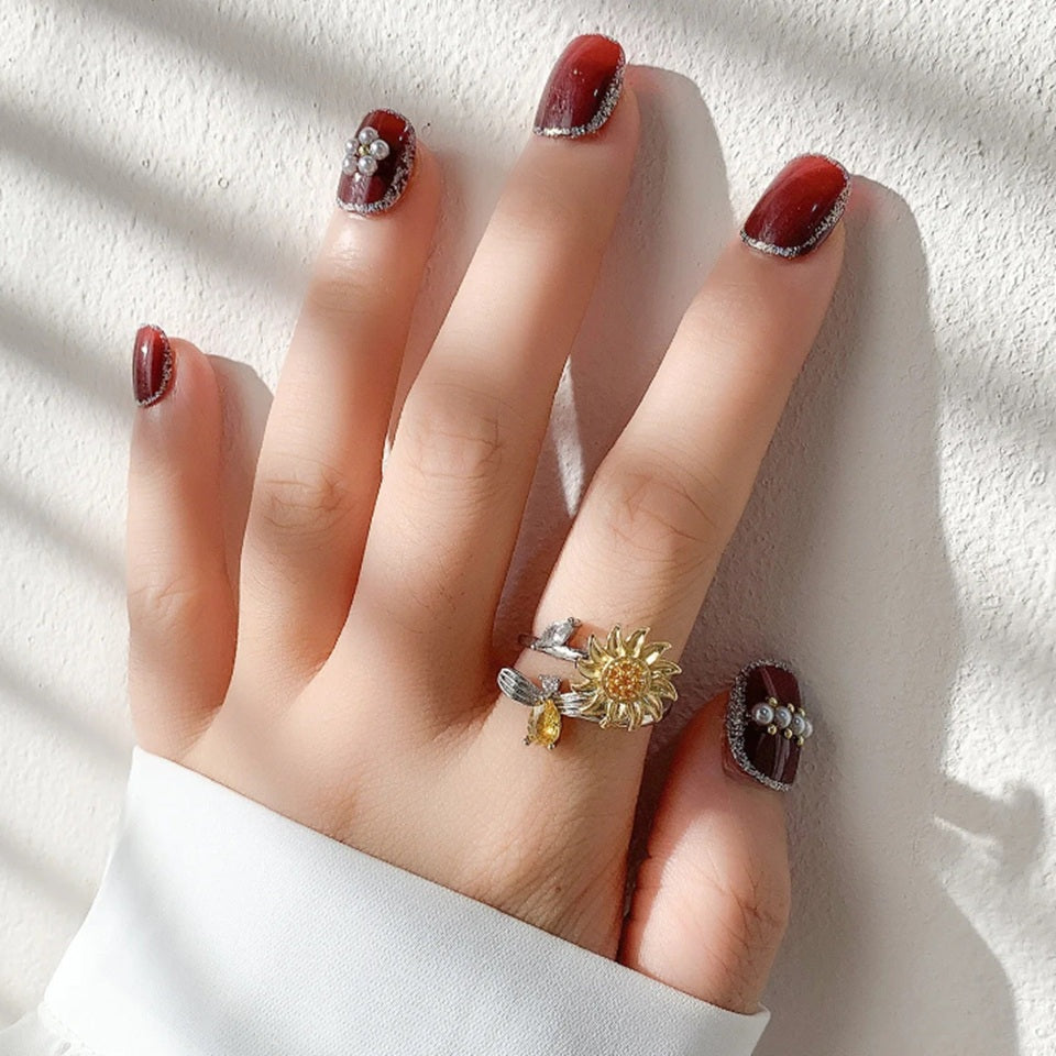 Bague Rotative Tournesol et Abeille