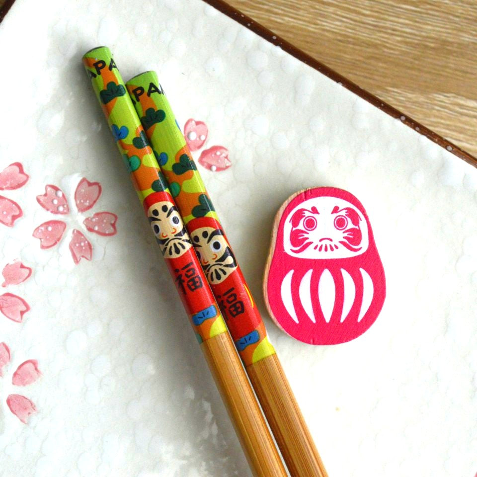 Baguettes Japonaises avec Repose-Baguette Daruma