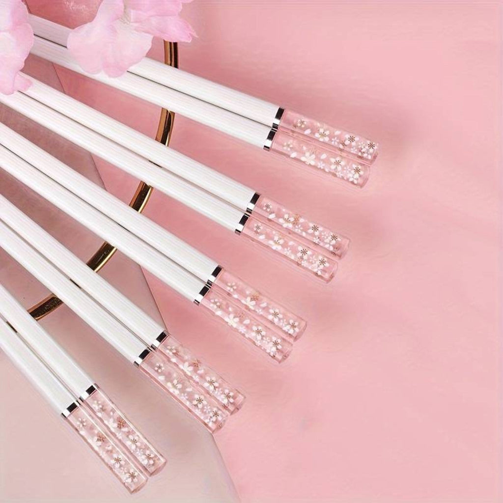 Baguettes en Plastique transparent à Fleurs de Sakura