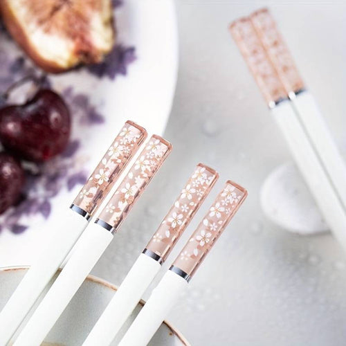 Baguettes en Plastique transparent à Fleurs de Sakura