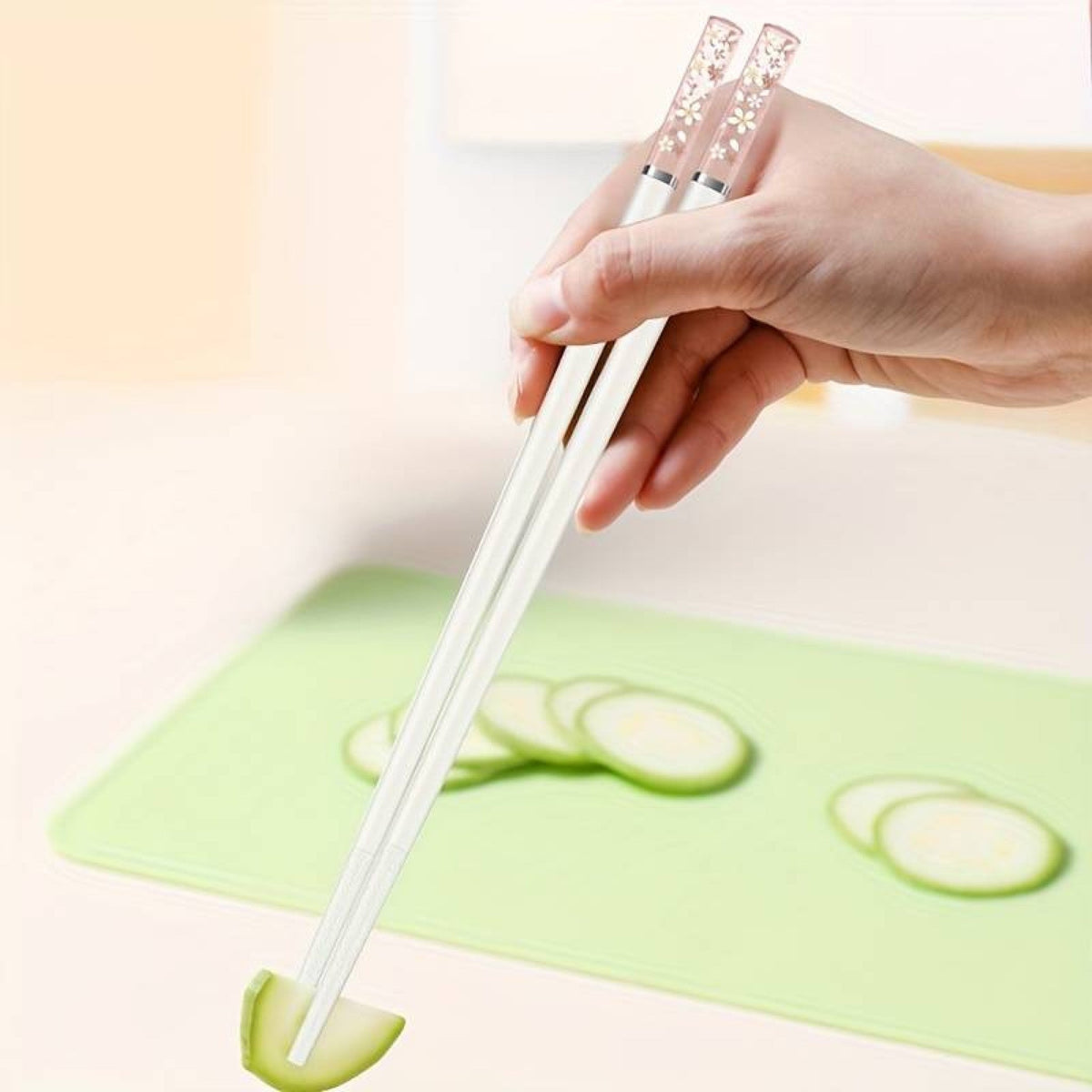 Baguettes en Plastique transparent à Fleurs de Sakura