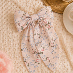 Grand Nœud Cheveux Rose Pâle Fleuri Romantique