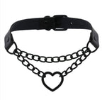 Collier Ras-Du-Cou Chaîne Cœur Noir Kawaii - Câlin Kawaii