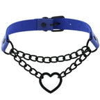 Collier Ras-Du-Cou Chaîne Cœur Noir Kawaii - Câlin Kawaii