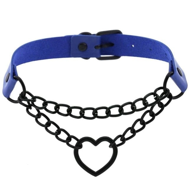Collier Ras-Du-Cou Chaîne Cœur Noir Kawaii - Câlin Kawaii