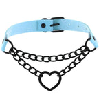 Collier Ras-Du-Cou Chaîne Cœur Noir Kawaii - Câlin Kawaii