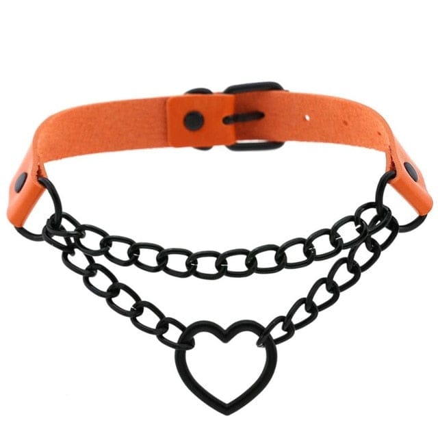 Collier Ras-Du-Cou Chaîne Cœur Noir Kawaii - Câlin Kawaii