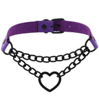 Collier Ras-Du-Cou Chaîne Cœur Noir Kawaii - Câlin Kawaii