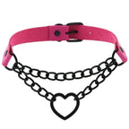 Collier Ras-Du-Cou Chaîne Cœur Noir Kawaii - Câlin Kawaii