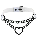 Collier Ras-Du-Cou Chaîne Cœur Noir Kawaii - Câlin Kawaii
