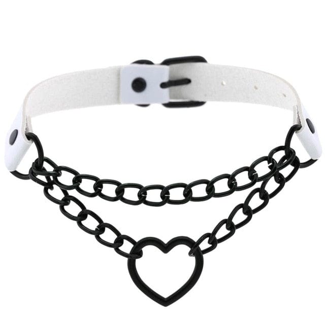 Collier Ras-Du-Cou Chaîne Cœur Noir Kawaii - Câlin Kawaii