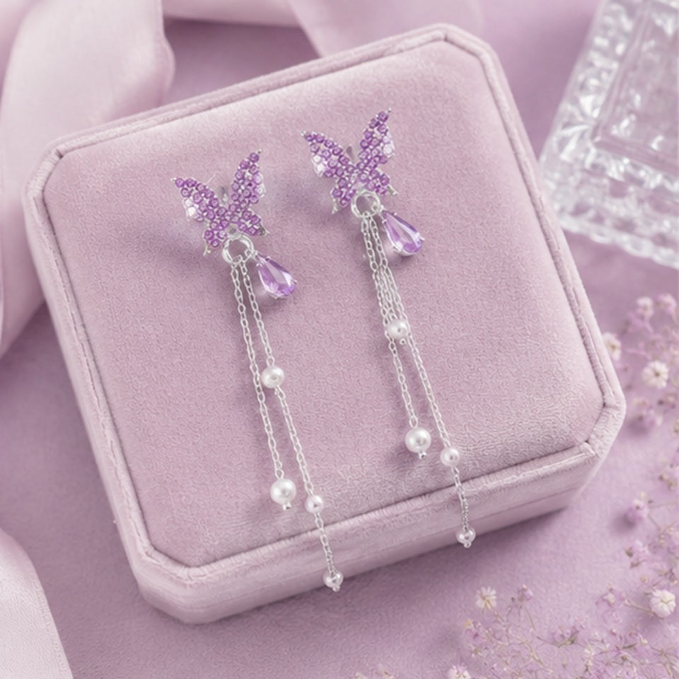Boucles d'oreilles Papillon Violet