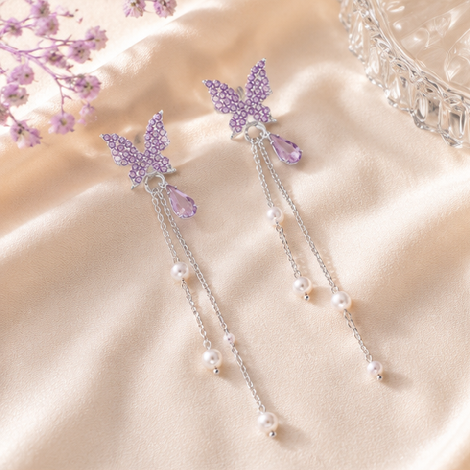 Boucles d'oreilles Papillon Violet