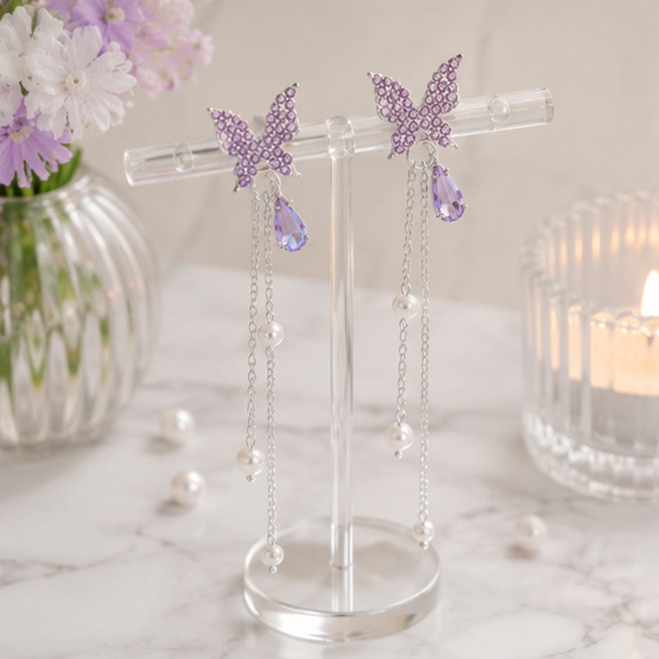 Boucles d'oreilles Papillon Violet