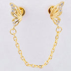 Boucles d'Oreilles Papillons Dorés au Strass