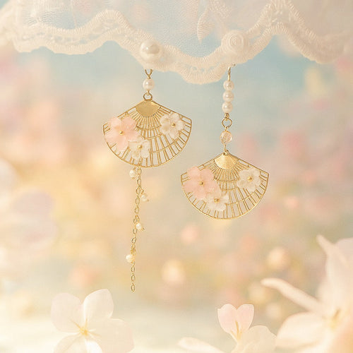 Boucles d'Oreilles Fleur de Sakura Éventail