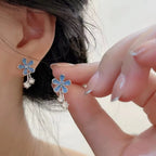 Boucles d'Oreilles Fleurs Bleues
