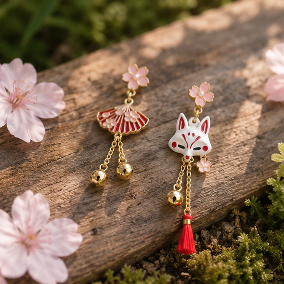 Boucles d'Oreilles Kitsune Sakura