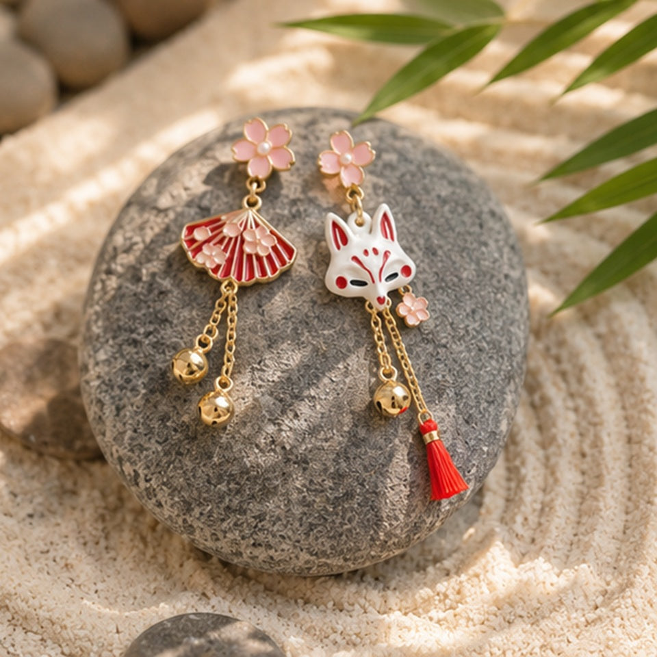 Boucles d'Oreilles Kitsune Sakura