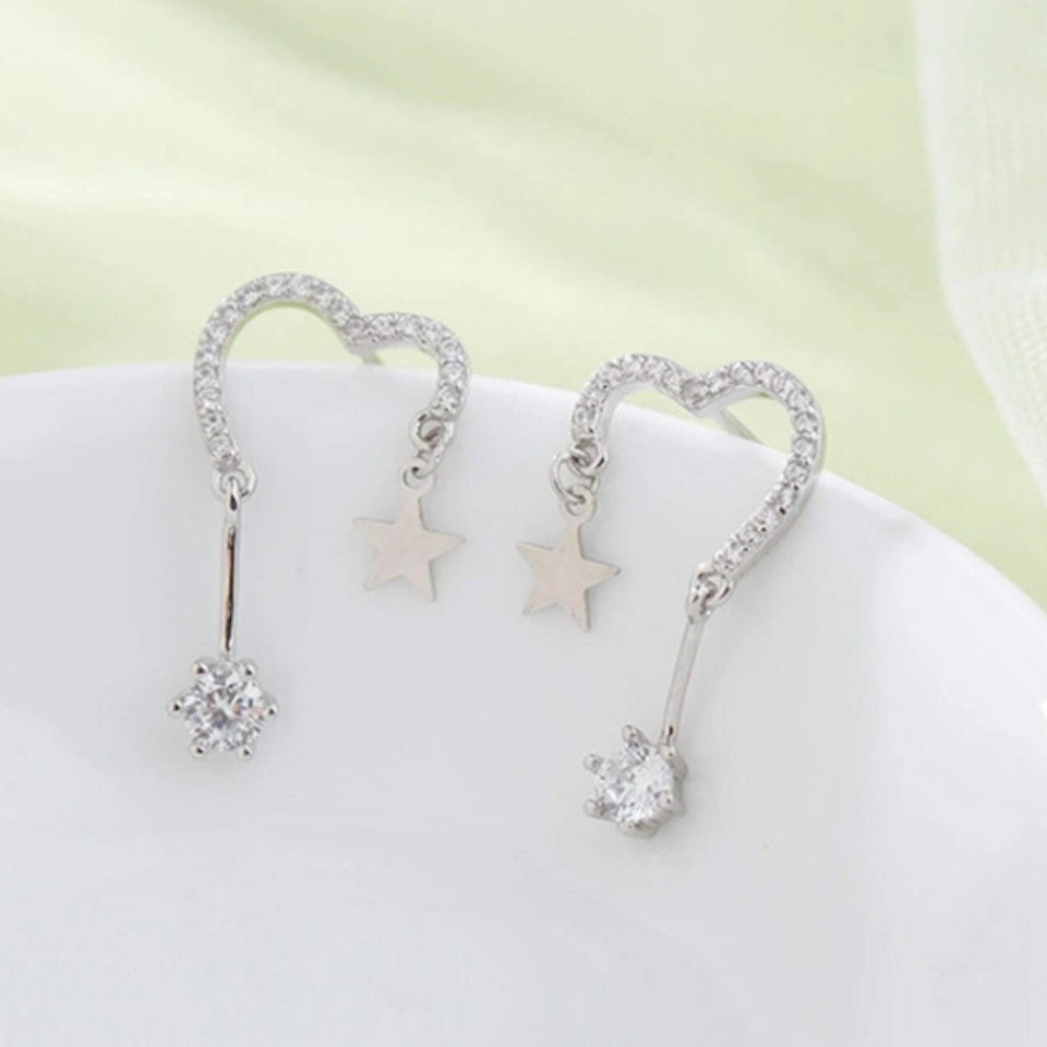 Boucles d'Oreilles Cœurs Scintillants