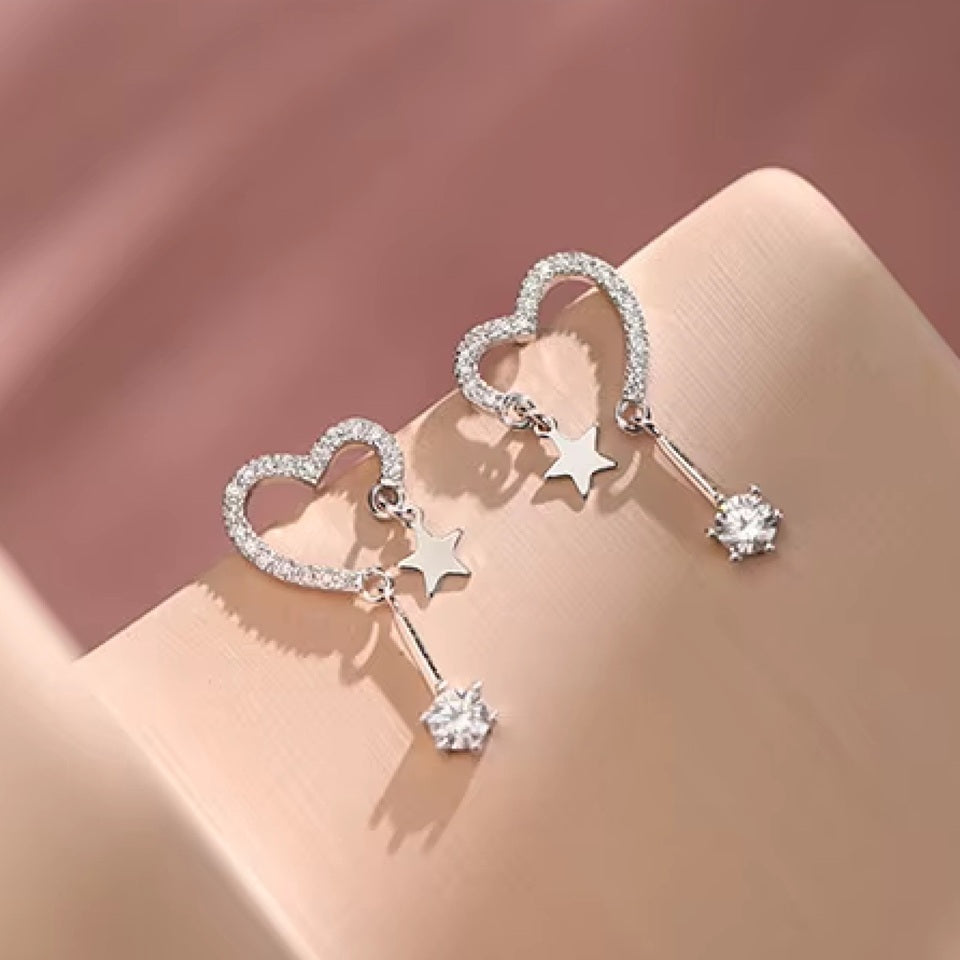 Boucles d'Oreilles Cœurs Scintillants