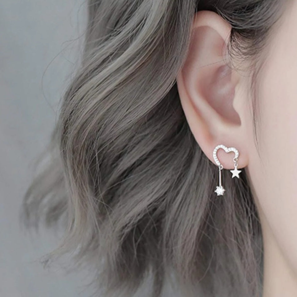 Boucles d'Oreilles Cœurs Scintillants