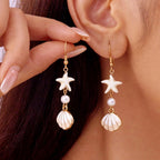 Boucles d'Oreilles Étoile de Mer en Coquillage