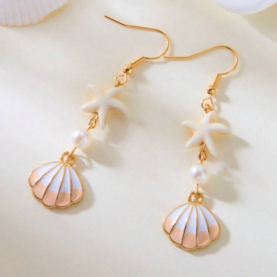 Boucles d'Oreilles Étoile de Mer en Coquillage