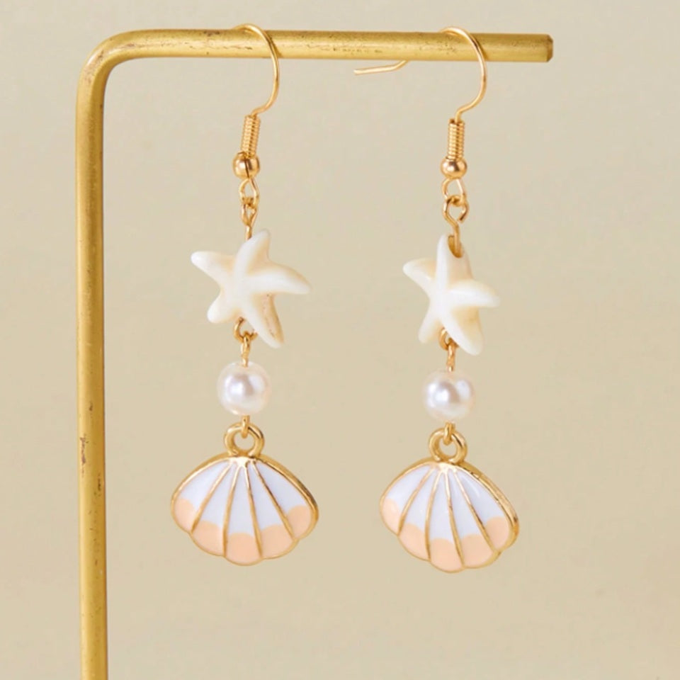 Boucles d'Oreilles Étoile de Mer en Coquillage